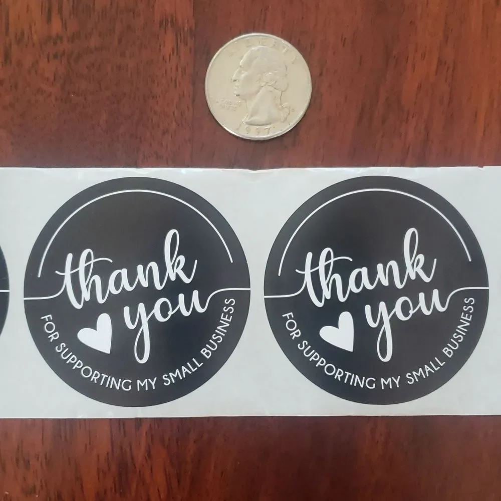 3/$15 Set of 50 THANK YOU STICKERS Black White Large 2